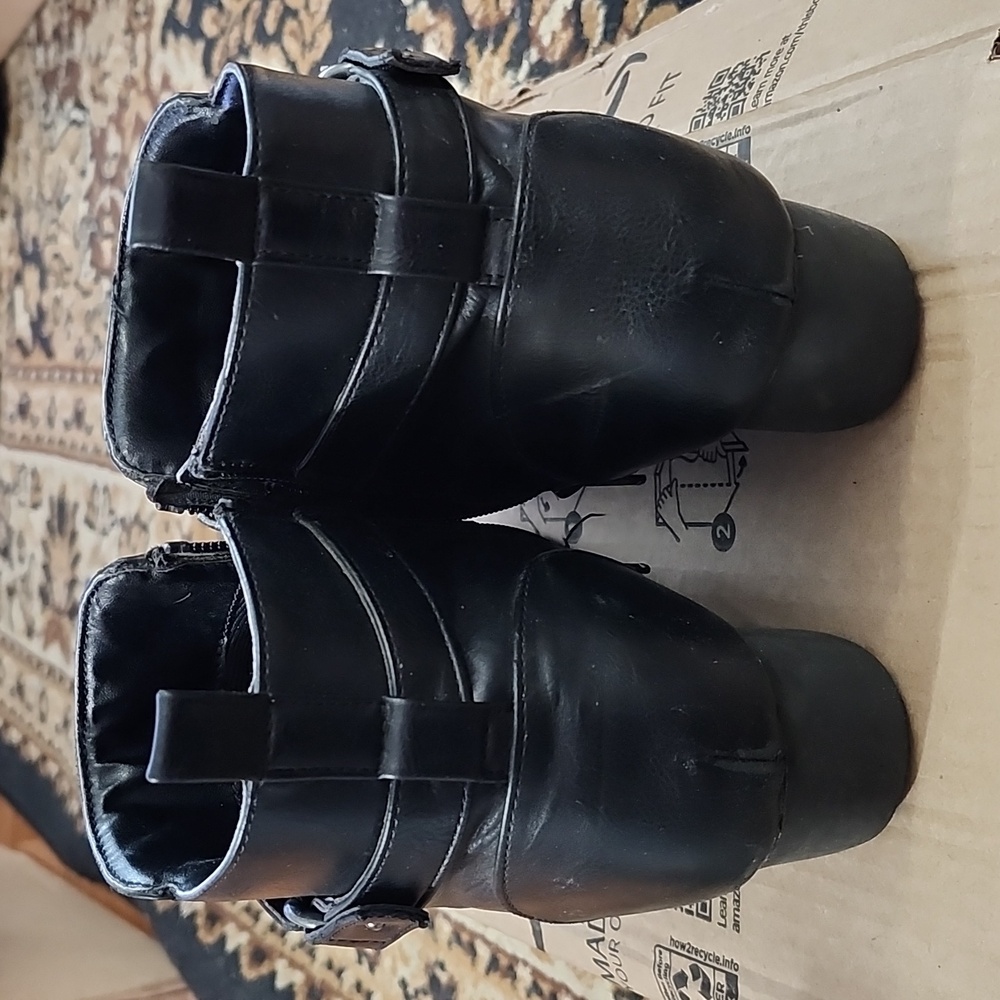 Place Big Girl's Faux Leather Heeled Boots; Size: 6Y, Color: Black - Picture 9 of 16